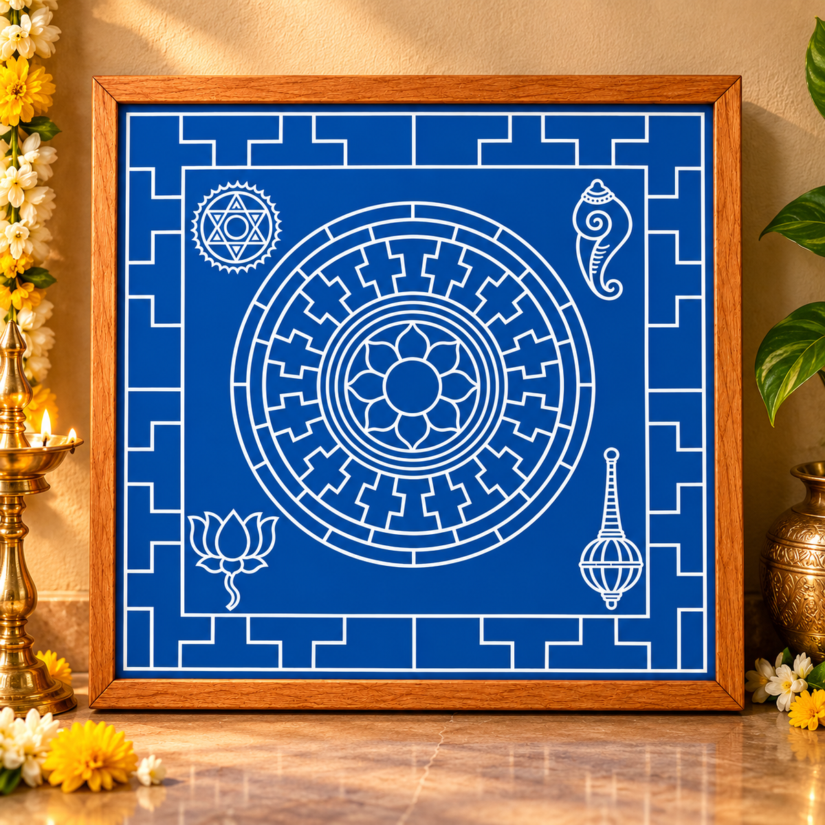 Chakrabjam Wooden Rangoli Stencil – Traditional Chakrabjam Kolam Design
