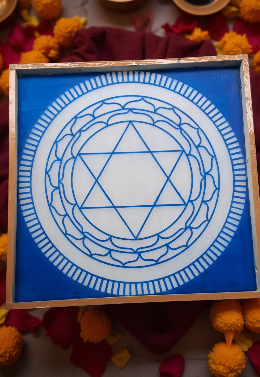 Rangly Jumbo Sudarshana Mandala 1 Yantra  Rangoli Stencil Wooden 30x30 Inches Pack of 1 piece