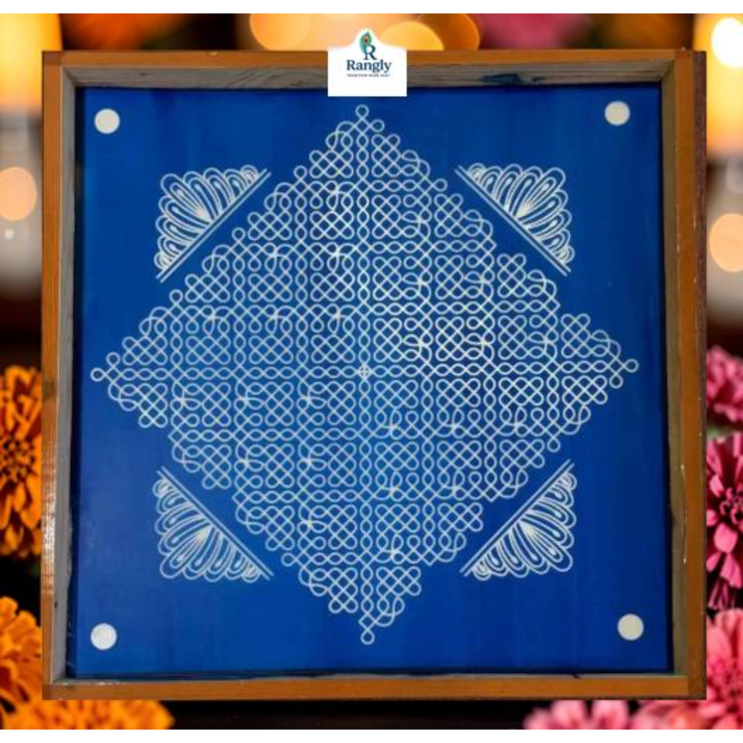 Rangly Diamond Big Kolam Stencil  Wooden  Pack of 1 piece