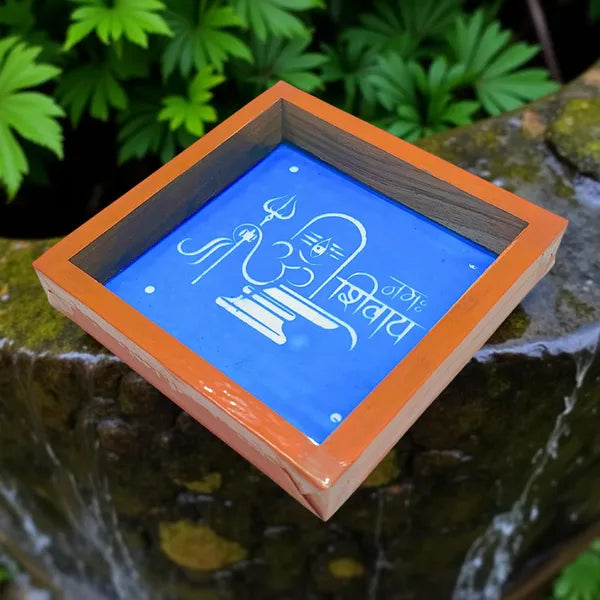 Rangly Om Namashiavaya   Rangoli Stencil Wooden 5x5 Inches  Pack of 1 Piece