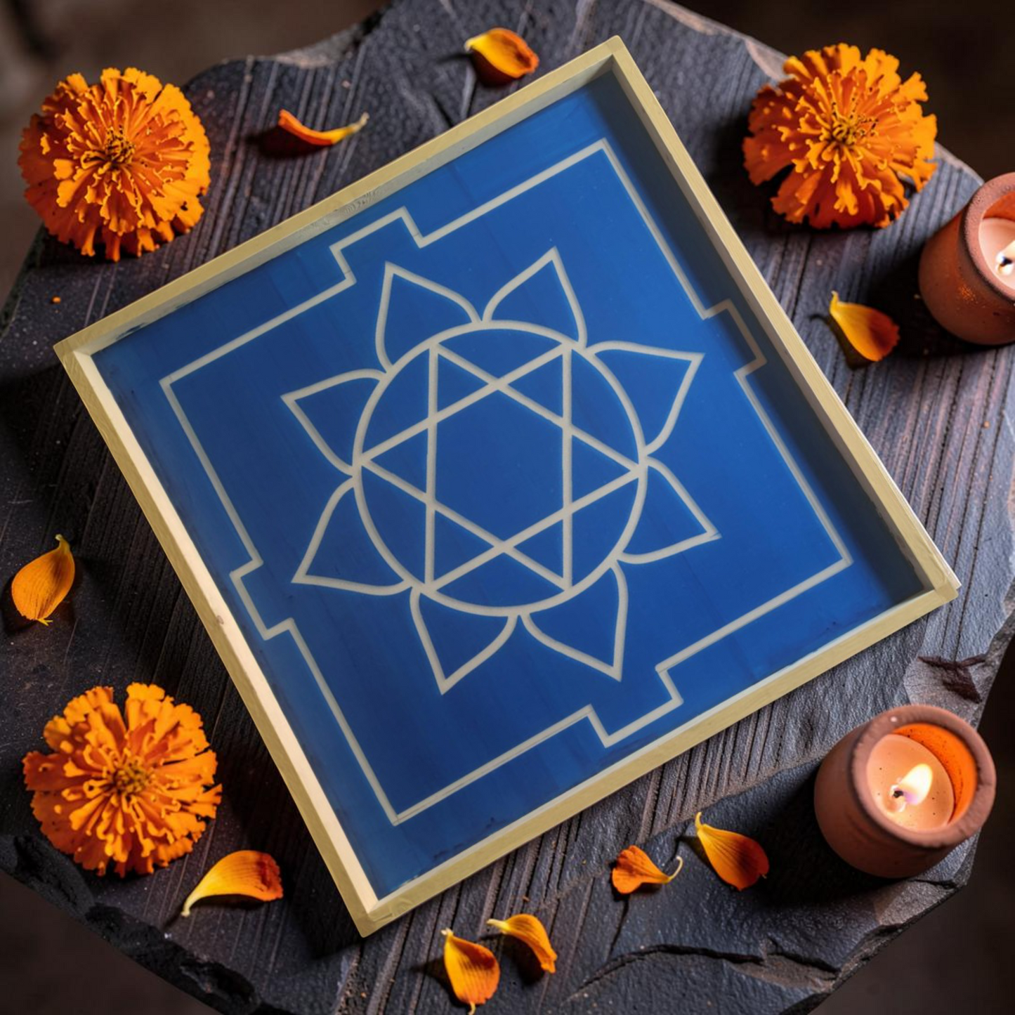 Rangly Ganesh Mandala Yantra Rangoli Design Stencil Wooden 25x25 Inches Pack of 1 piece