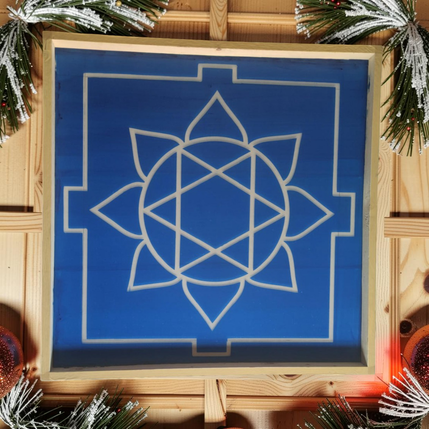 Rangly Ganesh Mandala Yantra Rangoli Design Stencil Wooden 13x13 Inches Pack of 1 piece