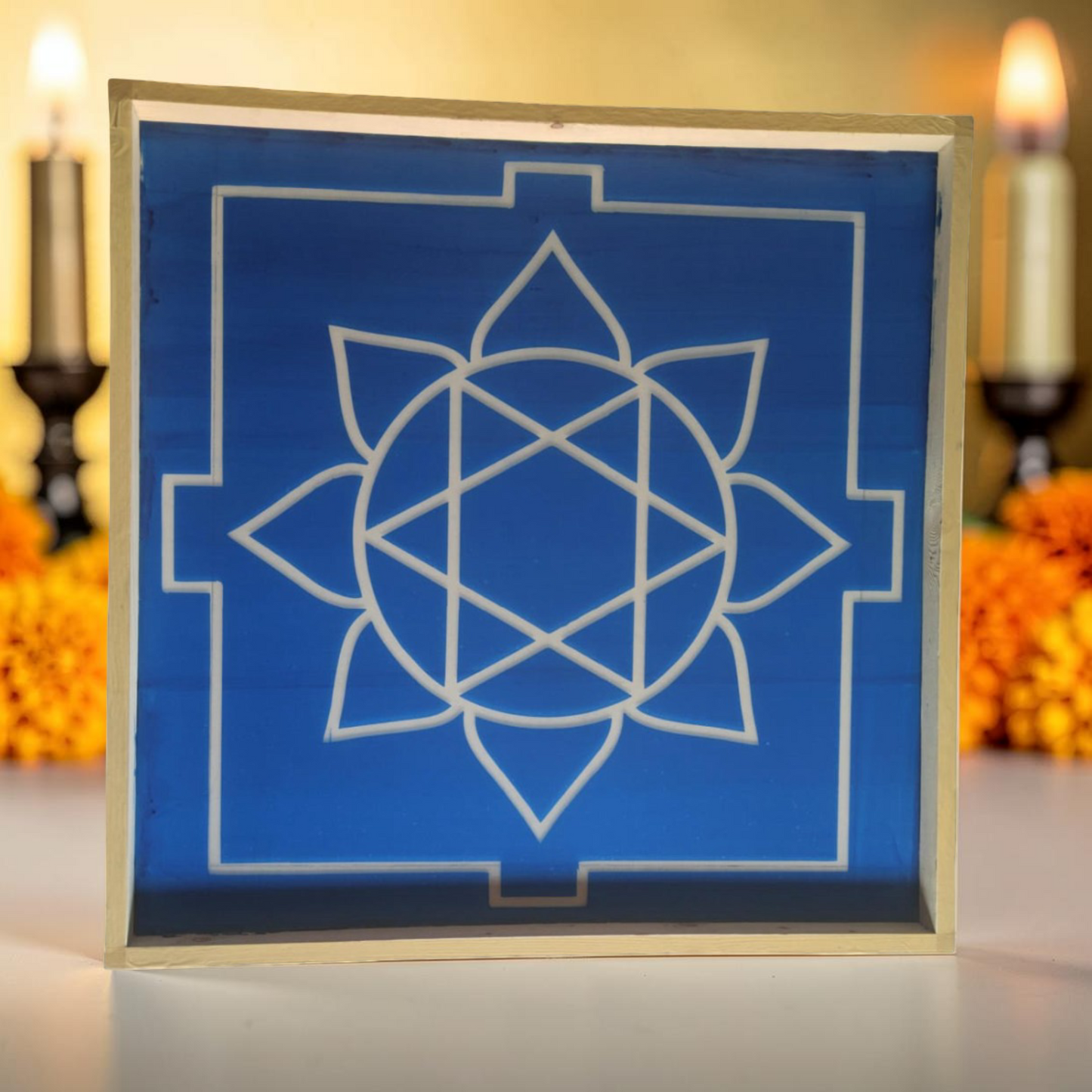 Rangly Ganesh Mandala Yantra Rangoli Design Stencil Wooden 16x16 Inches Pack of 1 piece