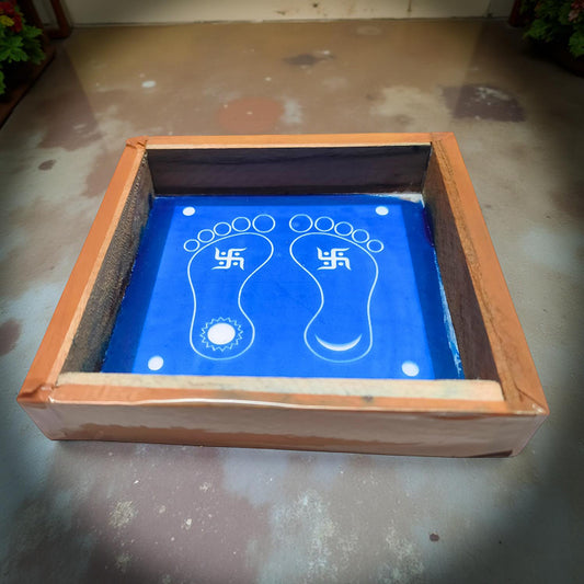 Rangly Lakshmi Padam Kolam with Swastik Rangoli Stencil, 5 × 5 Inches Pack of 1 Piece