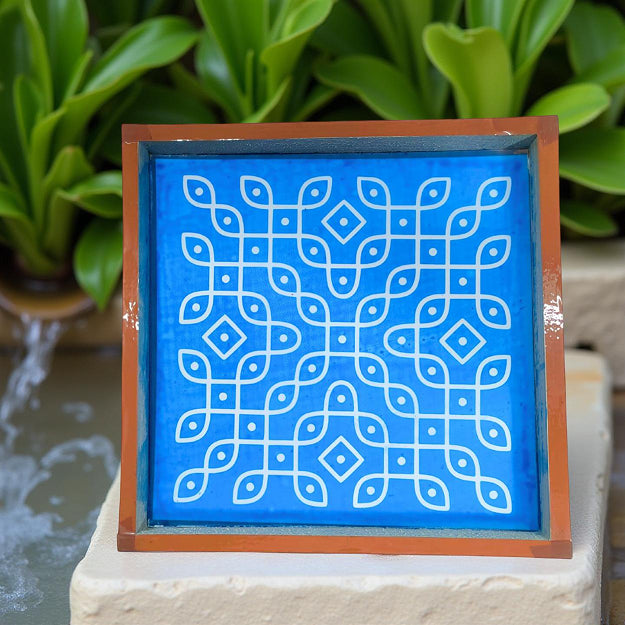 Rangly Kambi Kolam Model 2 Rangoli Stencil Wooden  10x10 Inches  Pack of 1 Piece