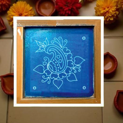 Rangly Peacock Design 2 Rangoli Stencil Wooden 5*5 Inches Pack of 1 piece