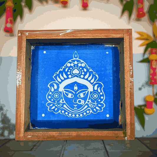 Rangly  Maa Durga Rangoli Stencil Wooden 5*5 Inches Pack of 1 piece