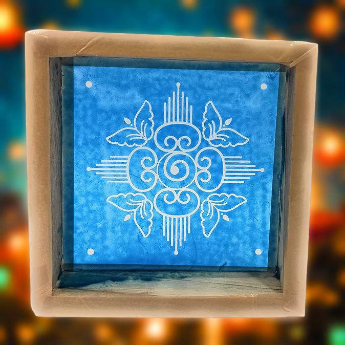 Rangly Paradise Double Butterfly Rangoli Stencil Wooden 5*5 Inches Pack of 1 piece