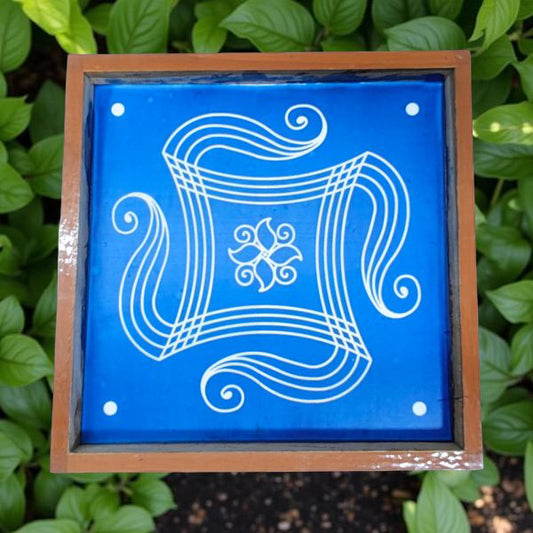 Rangly Iyengar Padi Kolam Rangoli Stencil Model 3 Wooden 10×10 Inches  Pack of 1 piece