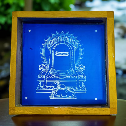 Rangly  Shivling with Nandi Rangoli Stencil Wooden  5x5 Inches  Pack of 1 Piece