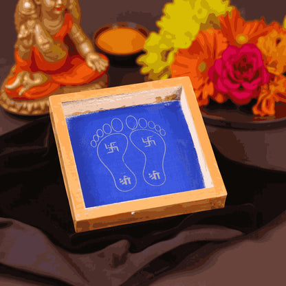Rangly  Padam Design with Swastik Rangoli Stencil Wooden 5*5 Inches Pack of 1 piece