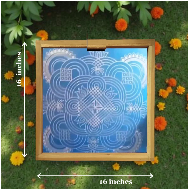 Rangly Jumbo Rangoli Design Stencil Wooden 16*16 Inches Pack of 1 piece