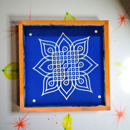 Rangly Kambi Kolam Model 7  Rangoli Stencil Wooden  10x10 Inches  Pack of 1 Piece