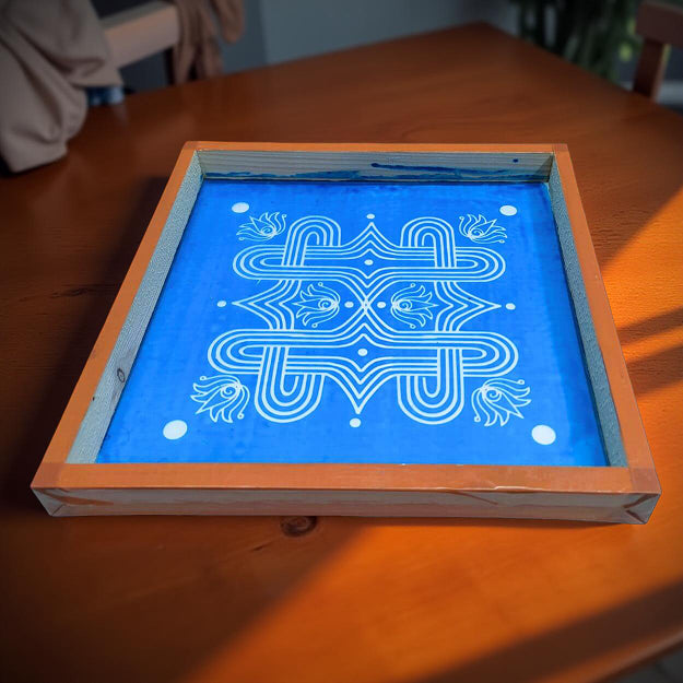 Rangly Padi Kolam Model 4  Rangoli Stencil Wooden  10x10 Inches  Pack of 1 Piece