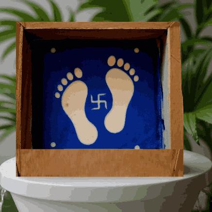 Rangly  Lakshmi Padham with Swastik Rangoli Stencil Wooden 5*5 Inches Pack of 1 piece