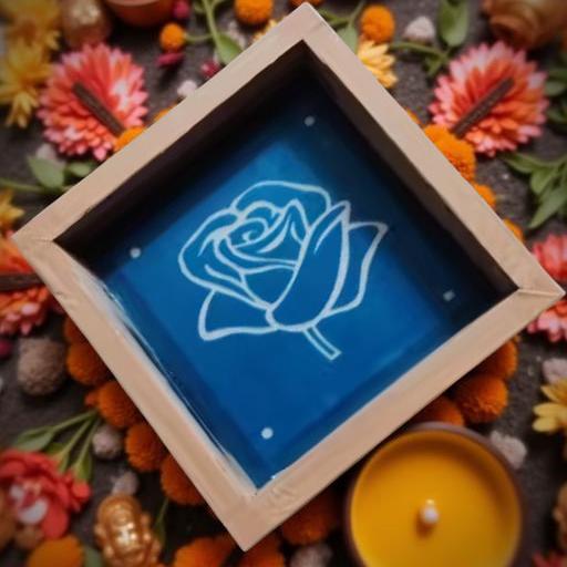 Rangly  Rose Rangoli Stencil Wooden 5*5 Inches Pack of 1 piece