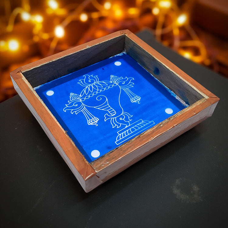 Rangly Shankh  Rangoli Stencil Wooden  5x5 Inches  Pack of 1 Piece