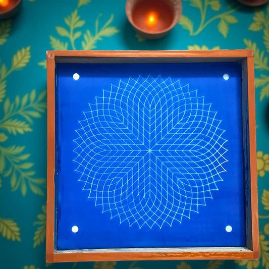 Rangly Sahasradala Padma Rangoli Stencil Wooden  10x10 Inches  Pack of 1 Piece