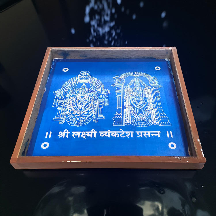 Rangly Sri Lakshmi Venkateshwara  Rangoli Stencil Wooden  10x10 Inches  Pack of 1 Piece