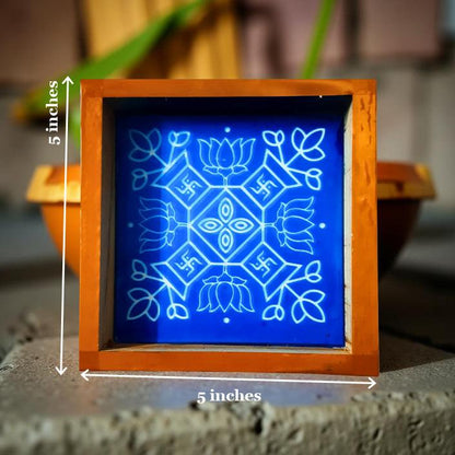 Rangly  Tulasi Vrindavan with Lotus  Rangoli Stencil Wooden 5*5 Inches Pack of 1 piece
