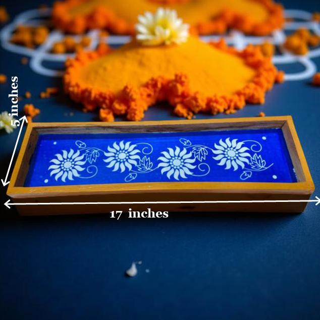 Rangly Sun Flower Border  Rangoli Stencil Wooden 17x5 Inches  Pack of 1 Piece