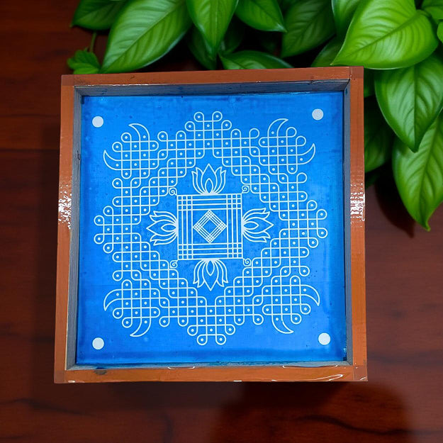 Rangly Kambi Kolam Model 3 Rangoli Stencil Wooden  10x10 Inches  Pack of 1 Piece