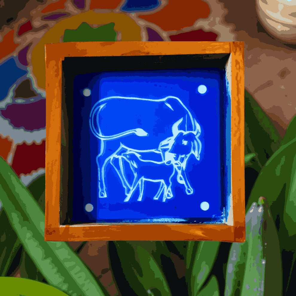 Rangly Gay Vasaru Gomata Rangoli Stencil Wooden 5*5 Inches Pack of 1 p