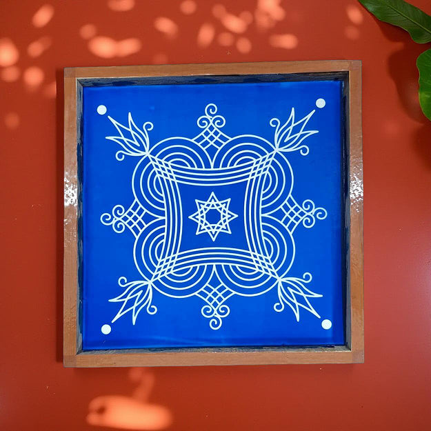 Rangly Iyengar Padi Kolam Rangoli Stencil Model 5  Wooden  10x10 Inches  Pack of 1 Piece