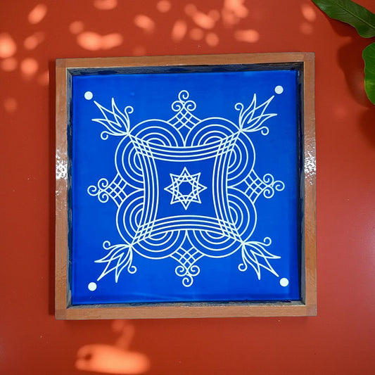 Rangly Iyengar Padi Kolam Rangoli Stencil Model 5  Wooden  10x10 Inches  Pack of 1 Piece