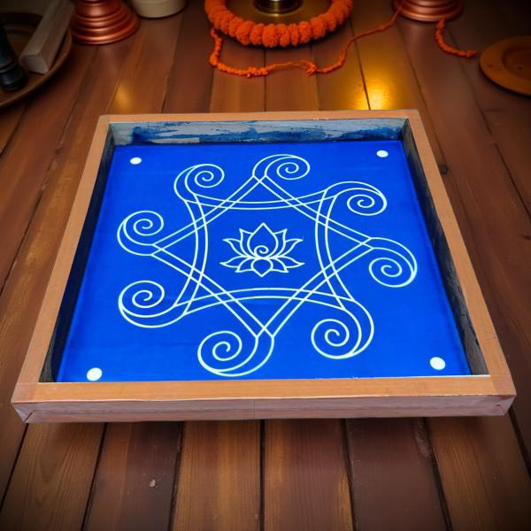 Rangly Iyengar Padi Kolam Rangoli Stencil Model 2 Wooden 10×10 Inches  Pack of 1 piece