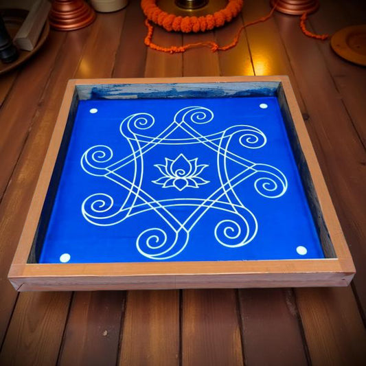 Rangly Iyengar Padi Kolam Rangoli Stencil Model 2 Wooden 10×10 Inches  Pack of 1 piece