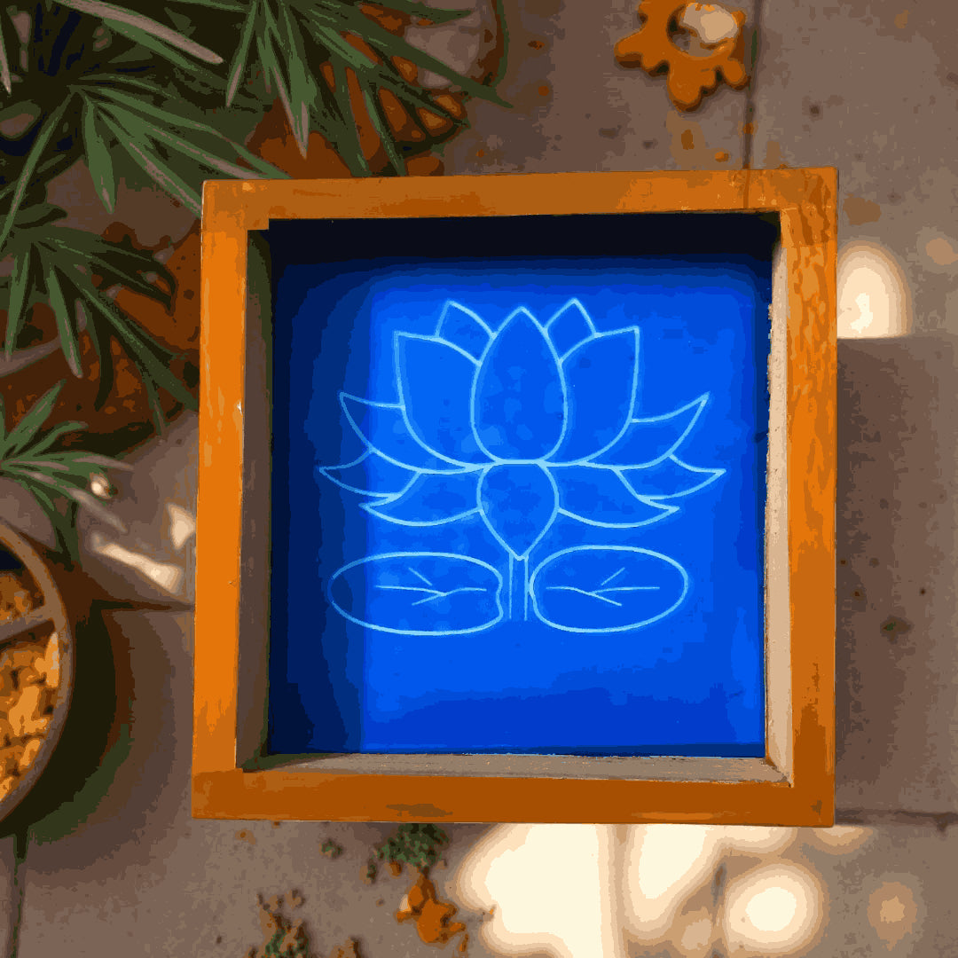 Rangly Lotus Flower with Petals  Rangoli Stencil Wooden 5*5 Inches Pack of 1 piece