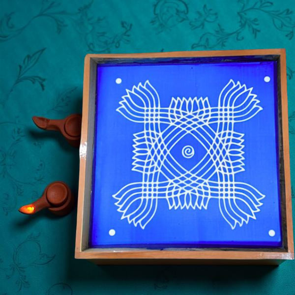 Rangly Padi Kolam Model 6  Rangoli Stencil Wooden  10x10 Inches  Pack of 1 Piece