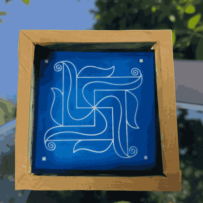 Rangly  Swastik Spiral Rangoli Stencil Wooden 5*5 Inches Pack of 1 piece