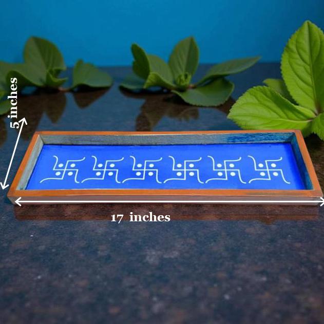 Rangly Swastik  Border  Rangoli Stencil Wooden 17x5 Inches  Pack of 1 Piece