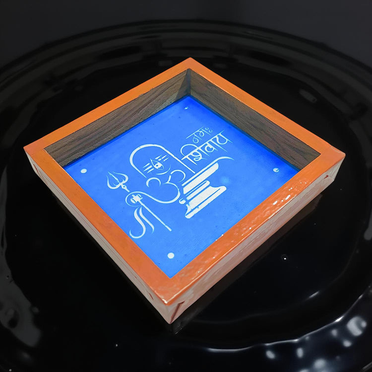 Rangly Om Namashiavaya   Rangoli Stencil Wooden 5x5 Inches  Pack of 1 Piece