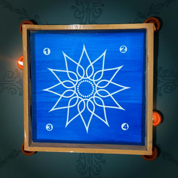 Rangly Lotus Flower  Rangoli Stencil Wooden  10x10 Inches  Pack of 1 Piece