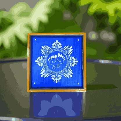 Rangly Lakshmi Padam with Flower Rangoli Stencil Wooden 5*5 Inches Pack of 1 piece