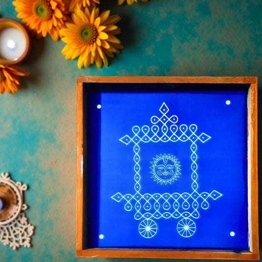 Rangly Ratham Kolam  Rangoli Stencil Wooden  10x10 Inches  Pack of 1 Piece