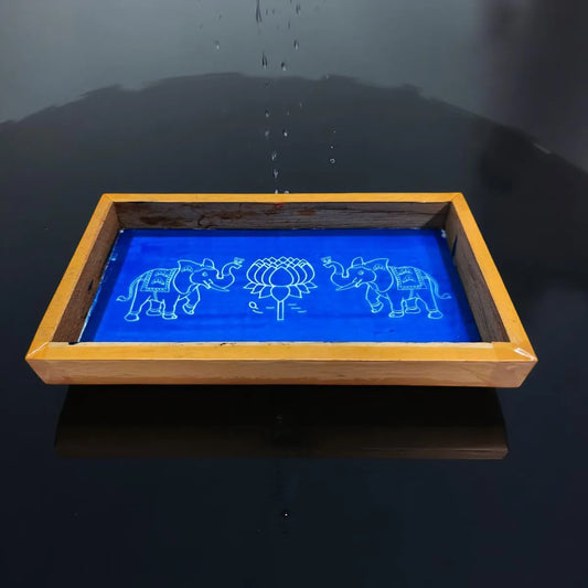 Rangly Elephant with Lotus Rangoli Stencil Wooden, 1 Piece (9x5 Inches)