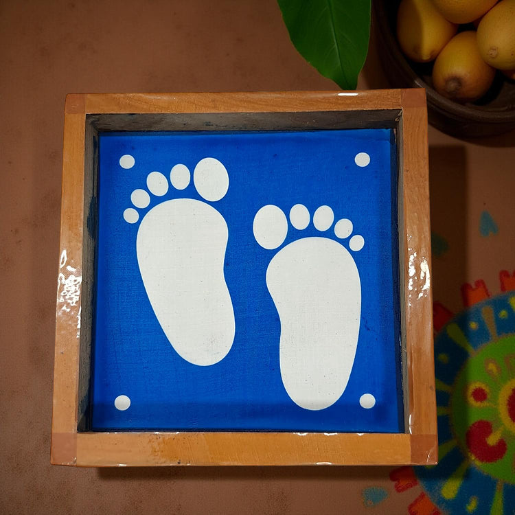 Rangly Krishna Pada Kolam Rangoli Stencil Wooden,  5 × 5 Inches Pack of 1 Piece