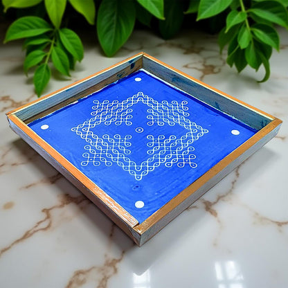 Rangly Kambi Kolam Model 4 Rangoli Stencil Wooden  10x10 Inches  Pack of 1 Piece