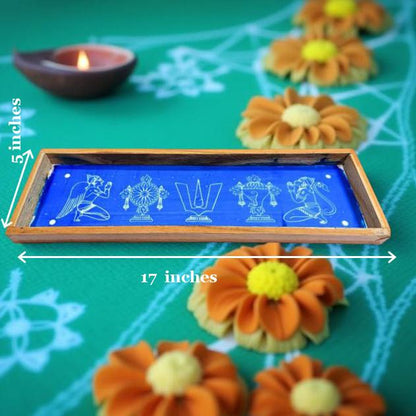 Thenkalai Shankh Chakra Namah Hanuman  Rangoli Stencil Wooden 17x5 Inches  Pack of 1 Piece