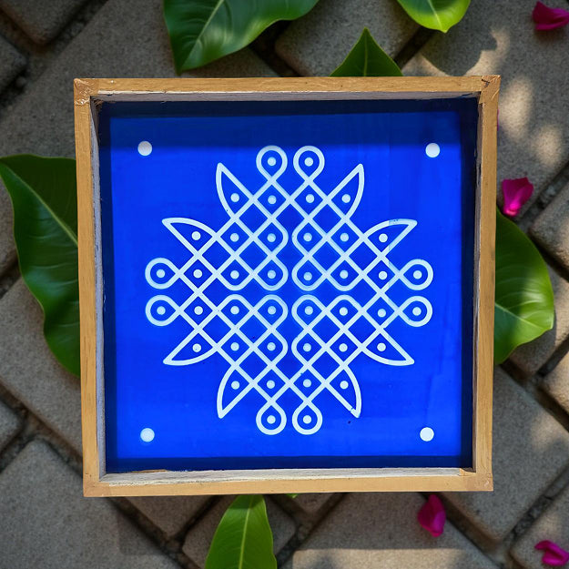 Rangly Kambi Kolam Model 6 Rangoli Stencil Wooden 10x10 Inches  Pack of 1 Piece