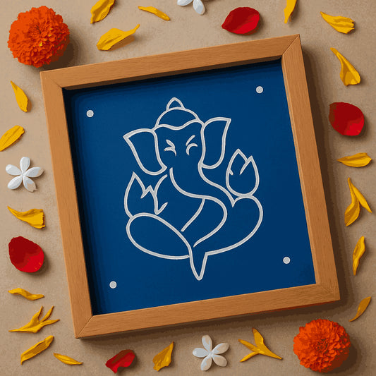 Rangly Ganesh Rangoli Stencil Wooden 5×5  Inches Pack of 1 piece