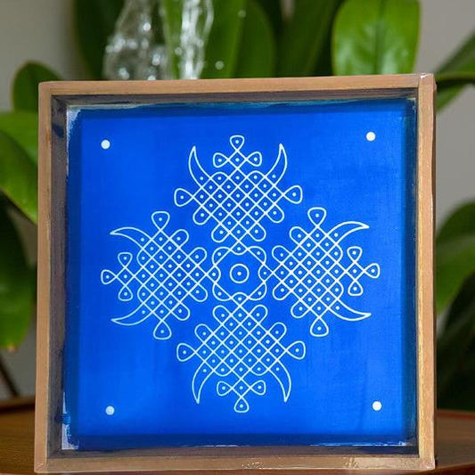 Rangly Kambi Kolam Model 1 Rangoli Stencil Wooden  10x10 Inches  Pack of 1 Piece