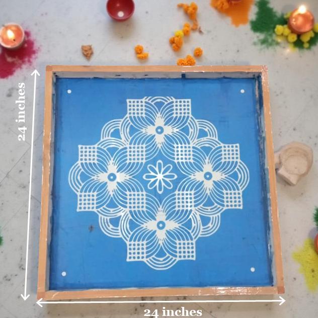 Rangly Jumbo   Rangoli Model 1 Stencil Wooden 24x24 Inches Pack of 1 piece