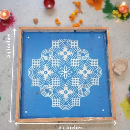 Rangly Jumbo   Rangoli Model 1 Stencil Wooden 24x24 Inches Pack of 1 piece