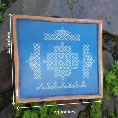 Rangly Jumbo  Kambi Kolam  Rangoli Stencil Wooden 24x24 Inches Pack of 1 piece