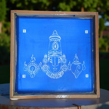 Rangly Tirupati Balaji Face Rangoli Stencil Wooden  10x10 Inches  Pack of 1 Piece